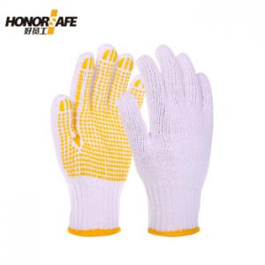 HONORSAFEH7-TKB600DA 點(diǎn)塑款棉紗手套 12付/打 漂白